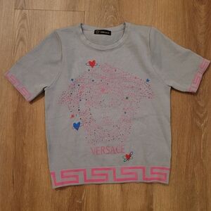 Versace Gray and Pink Women's Top Size Small
